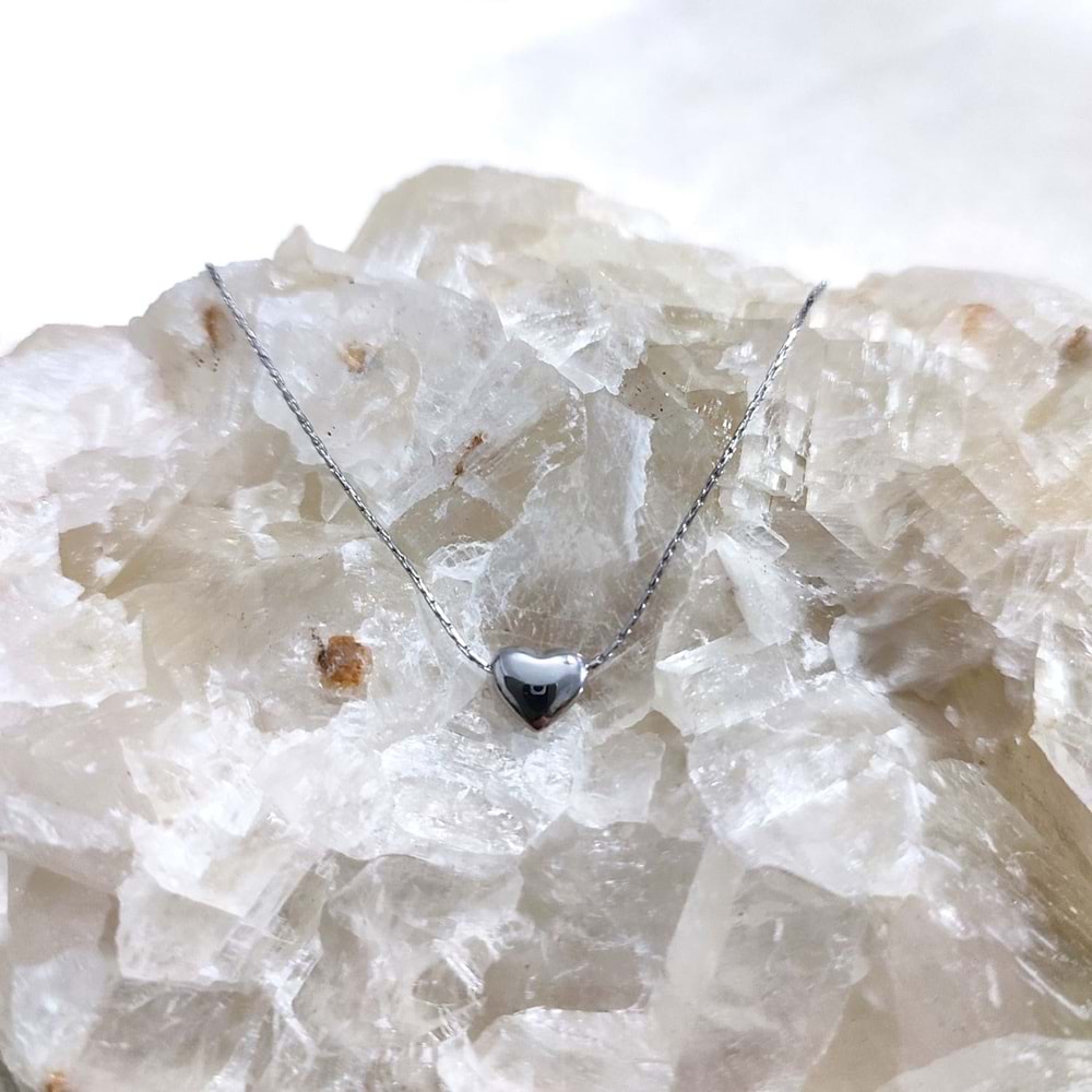 Çelik Silver Minimal Kalp Kolye