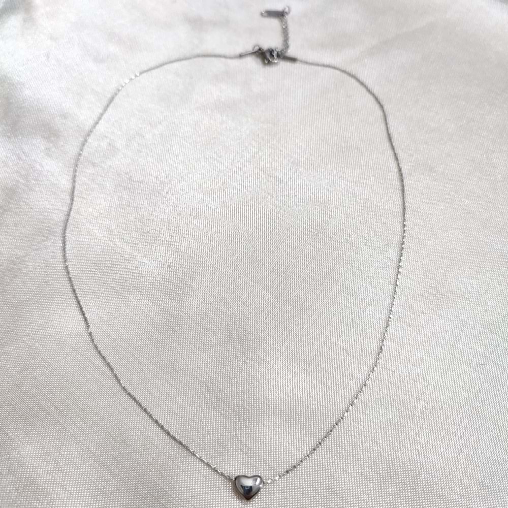 Çelik Silver Minimal Kalp Kolye