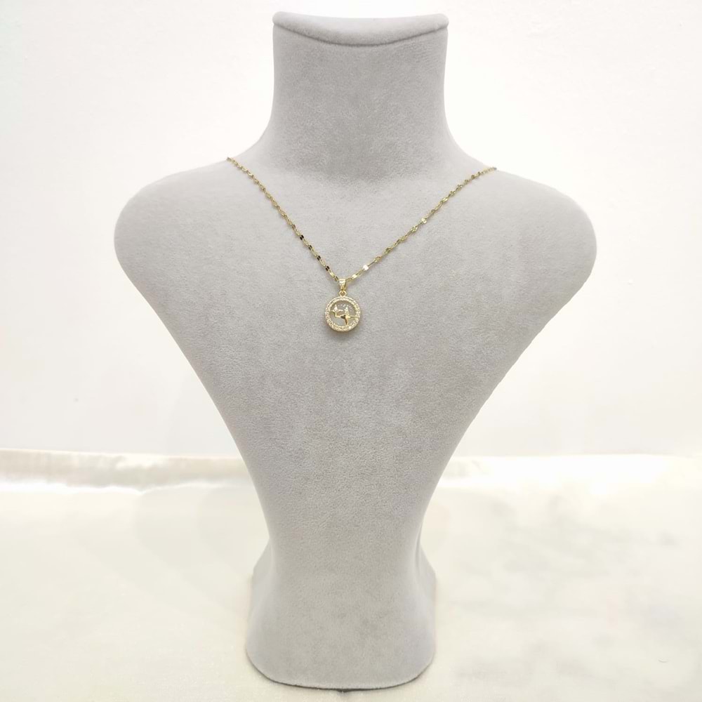 Çelik Gold Beyaz Taşlı Yıldız Kolye