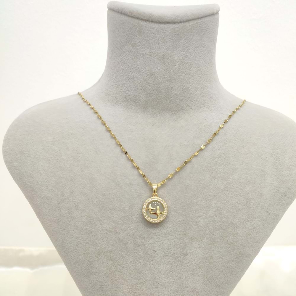 Çelik Gold Beyaz Taşlı Yıldız Kolye