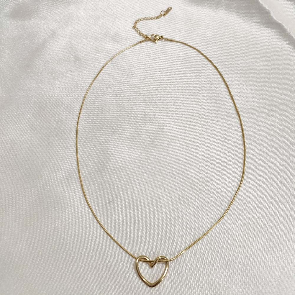 Çelik Gold Renk Kalp Kolye