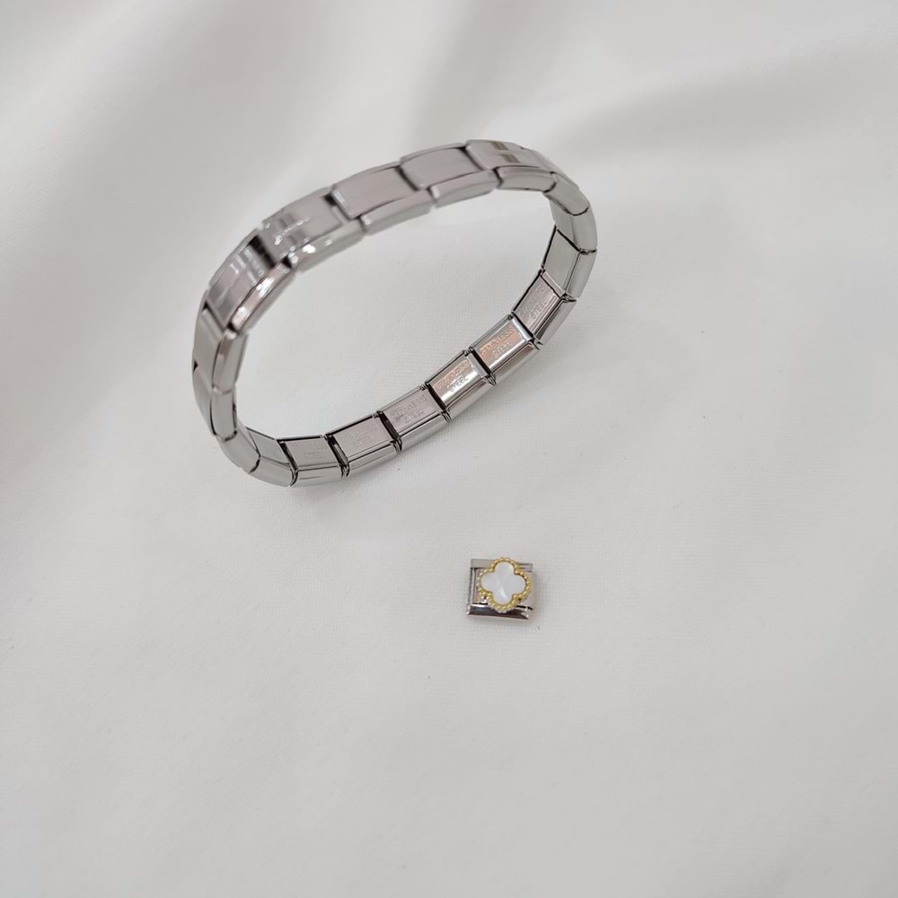 Çelik Silver Beyaz Vancleff Charm