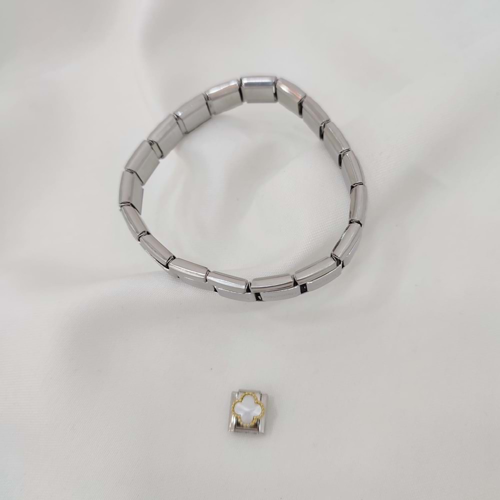 Çelik Silver Beyaz Vancleff Charm
