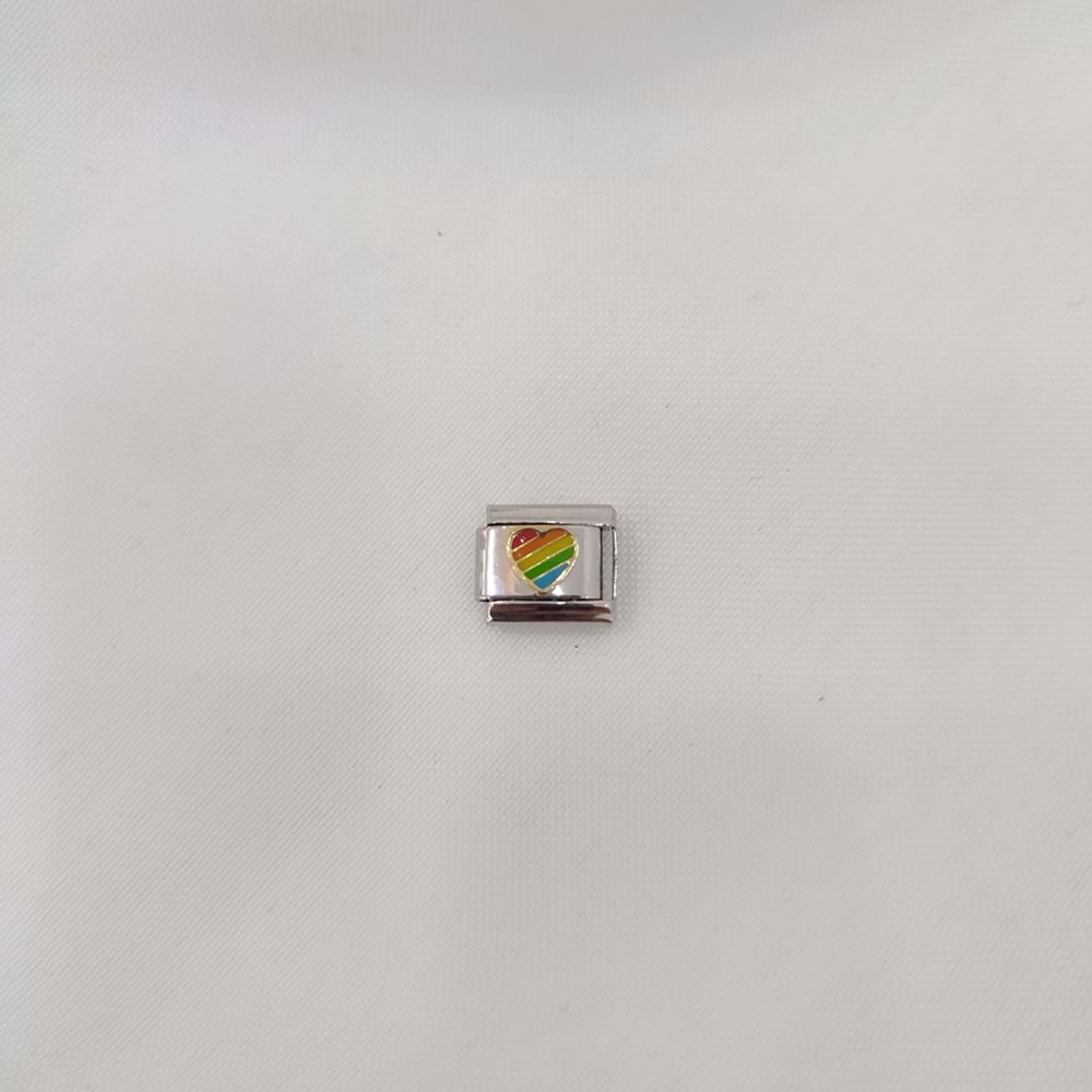 Çelik Silver Gökkuşağı Kalp Charm