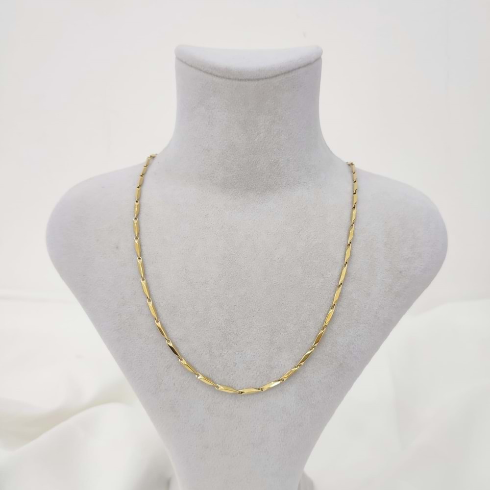 Çelik Gold Unisex Baklava Desen Kolye