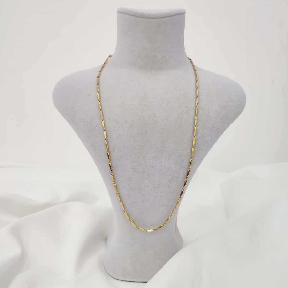 Çelik Gold Unisex Baklava Desen Kolye