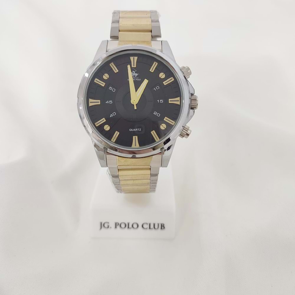 G SPORT POLO Gold Siyah Yuvarlak Kadran Erkek Saat