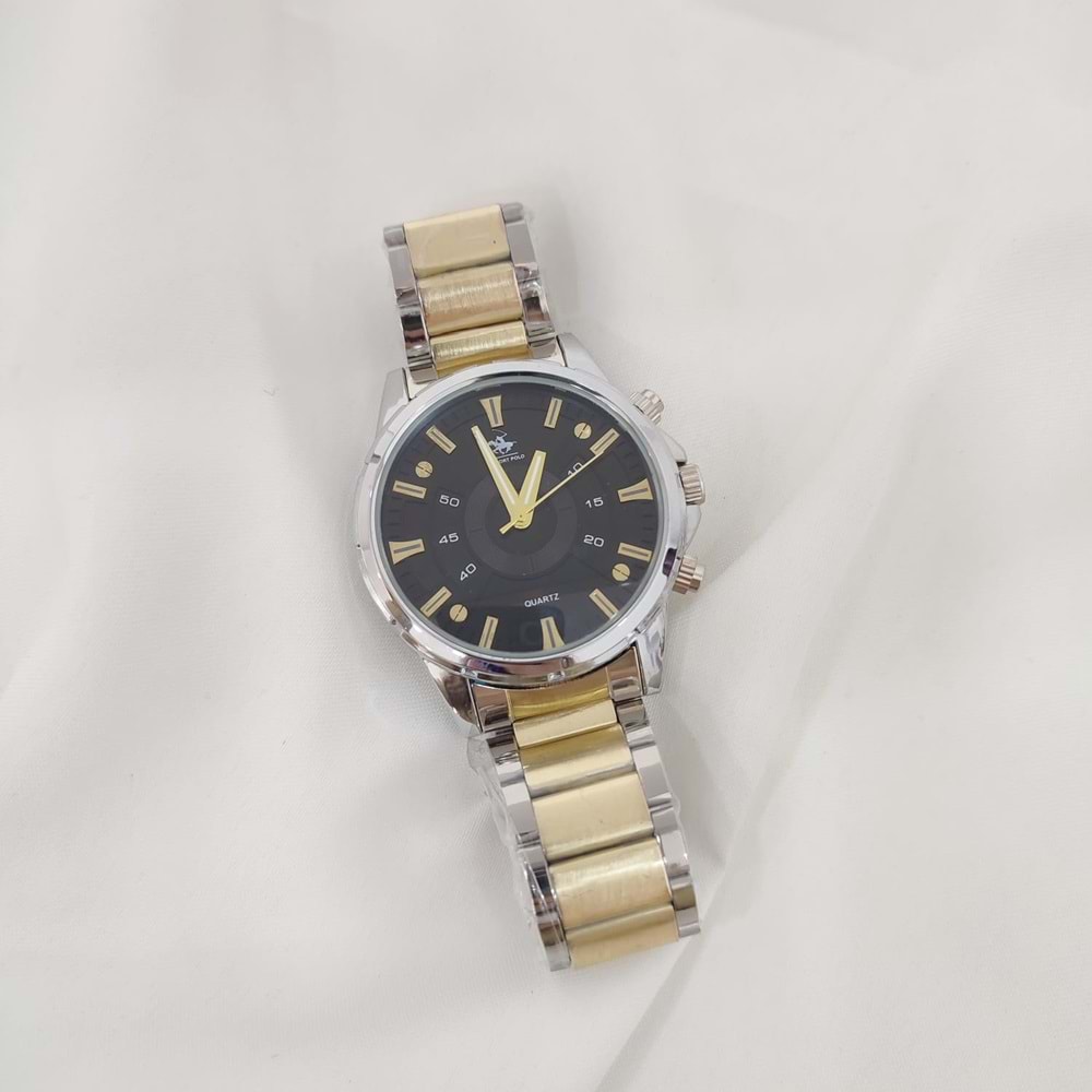 G SPORT POLO Gold Siyah Yuvarlak Kadran Erkek Saat