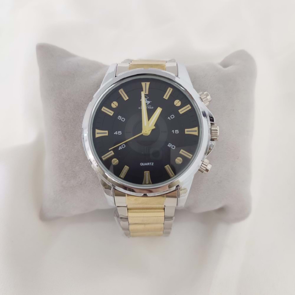 G SPORT POLO Gold Siyah Yuvarlak Kadran Erkek Saat