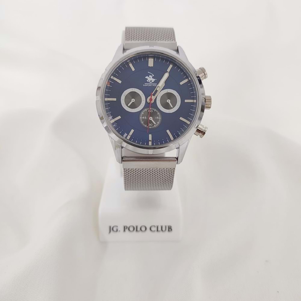 G SPORT POLO Silver Hasır Mavi Kadran Erkek Saat