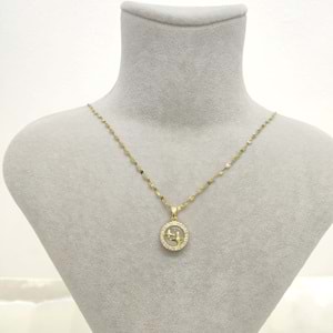 Çelik Gold Beyaz Taşlı Yıldız Kolye