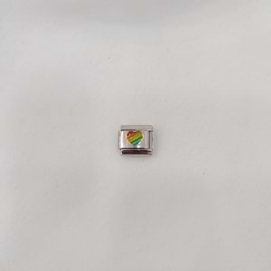 Çelik Silver Gökkuşağı Kalp Charm