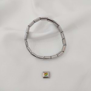 Çelik Silver Gökkuşağı Kalp Charm