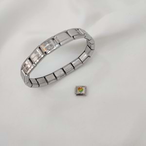 Çelik Silver Gökkuşağı Kalp Charm