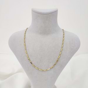 Çelik Gold Unisex Baklava Desen Kolye