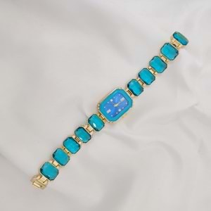 GS Polo Gold Saks Mavi Swarovski Taşlı Saat