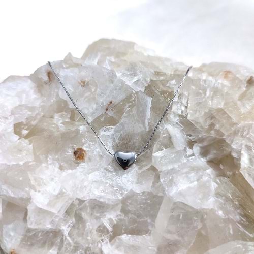 Çelik Silver Minimal Kalp Kolye